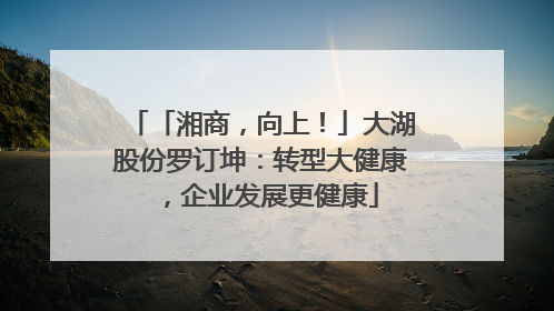 「湘商，向上！」大湖股份罗订坤：转型大健康，企业发展更健康