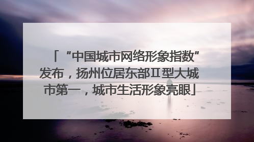 “中国城市网络形象指数”发布，扬州位居东部Ⅱ型大城市第一，城市生活形象亮眼