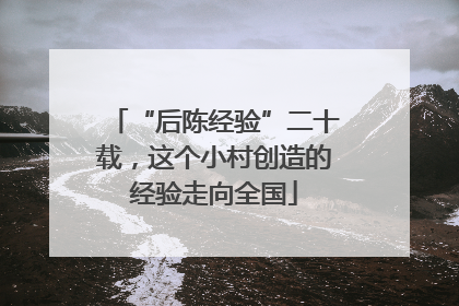 “后陈经验”二十载，这个小村创造的经验走向全国