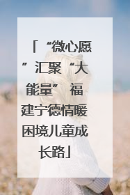 “微心愿”汇聚“大能量” 福建宁德情暖困境儿童成长路