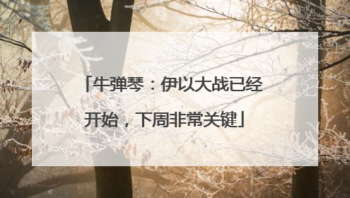 牛弹琴：伊以大战已经开始，下周非常关键