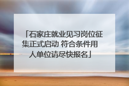 石家庄就业见习岗位征集正式启动 符合条件用人单位请尽快报名
