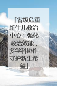 省级危重新生儿救治中心：强化救治效能，多学科协作守护新生希望