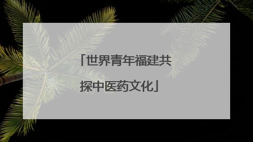 世界青年福建共探中医药文化