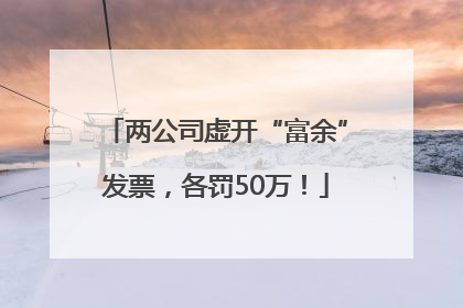 两公司虚开“富余”发票，各罚50万！