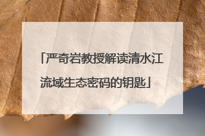 严奇岩教授解读清水江流域生态密码的钥匙