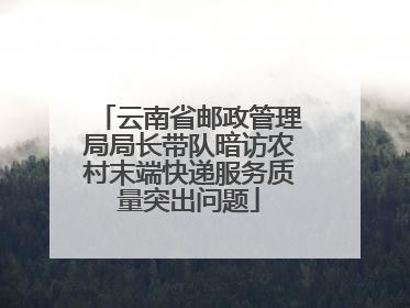 云南省邮政管理局局长带队暗访农村末端快递服务质量突出问题