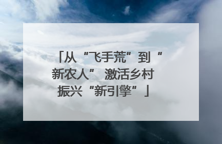 从“飞手荒”到“新农人” 激活乡村振兴“新引擎”