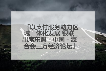 以支付服务助力区域一体化发展 银联出席东盟－中国－海合会三方经济论坛