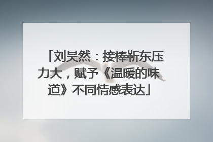 刘昊然：接棒靳东压力大，赋予《温暖的味道》不同情感表达