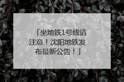 坐地铁1号线请注意！沈阳地铁发布最新公告！