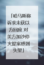 哈马斯称诉求未获以方回应 对美方加沙停火提案感到失望