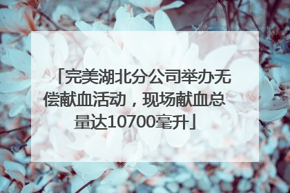 完美湖北分公司举办无偿献血活动，现场献血总量达10700毫升