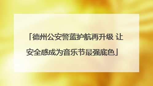 德州公安警蓝护航再升级 让安全感成为音乐节最强底色