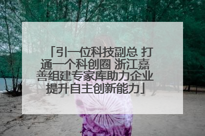 引一位科技副总 打通一个科创圈 浙江嘉善组建专家库助力企业提升自主创新能力