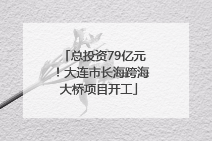 总投资79亿元！大连市长海跨海大桥项目开工