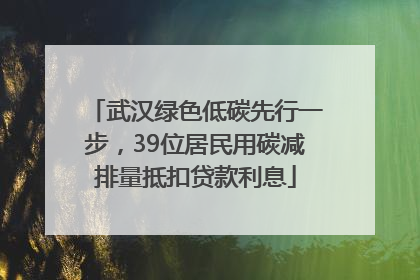 武汉绿色低碳先行一步，39位居民用碳减排量抵扣贷款利息