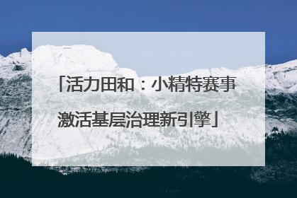 活力田和：小精特赛事激活基层治理新引擎