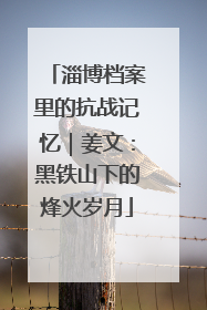 淄博档案里的抗战记忆｜姜文：黑铁山下的烽火岁月