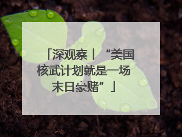 深观察丨“美国核武计划就是一场末日豪赌”