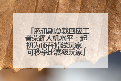 腾讯副总裁回应王者荣耀人机水平：起初为顶替掉线玩家，可秒杀比赛级玩家