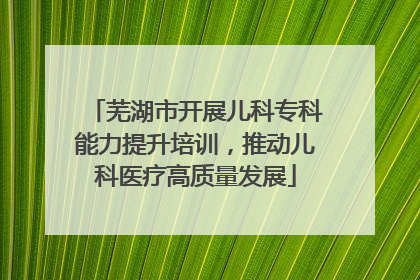 芜湖市开展儿科专科能力提升培训，推动儿科医疗高质量发展