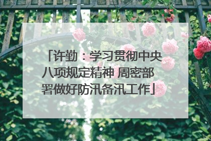 许勤：学习贯彻中央八项规定精神 周密部署做好防汛备汛工作