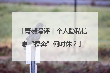 青椒漫评丨个人隐私信息“裸奔”何时休？