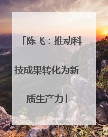 陈飞：推动科技成果转化为新质生产力