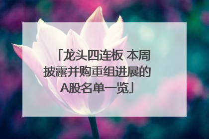龙头四连板 本周披露并购重组进展的A股名单一览